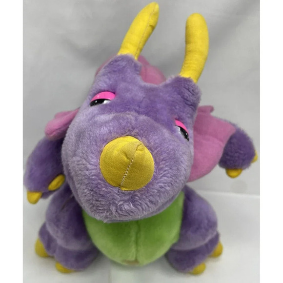 Vintage 1986 Commonwealth Tricertop Dinosnores Plush Rolling Ball Rattle Toy 12” - Picture 3 of 16